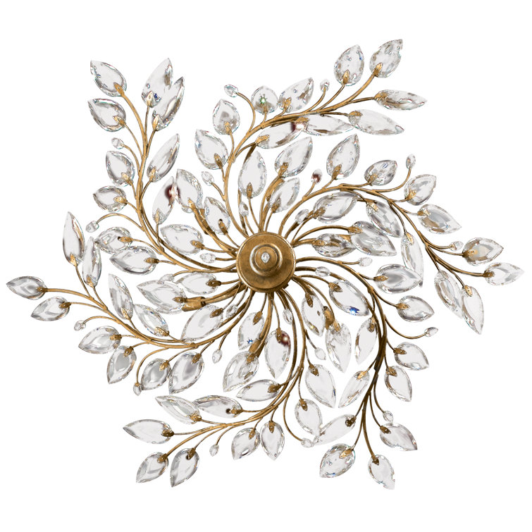 Elegant Silver Crystal Laurel 4-Light Pendant