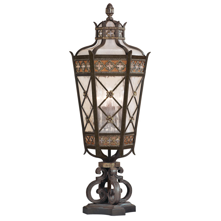 Chateau Bronze 35" Outdoor Pier Mount Light with Glass Panels