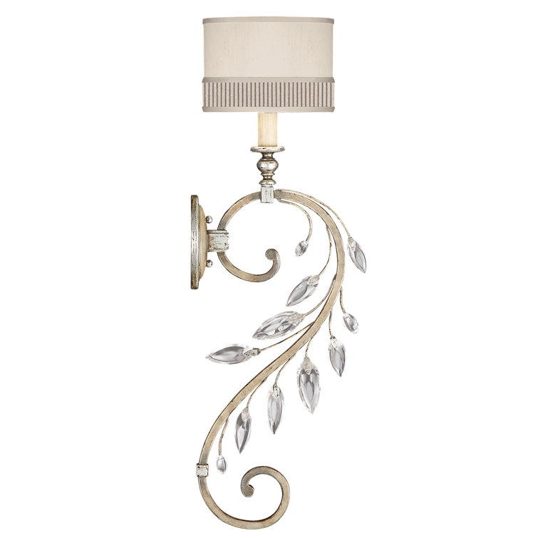 Crystal Laurel Dimmable Silver Sconce, Direct Wired, 32"