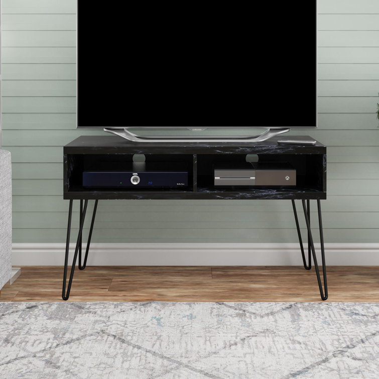 Athena 42'' Sleek Black Faux Marble TV Stand