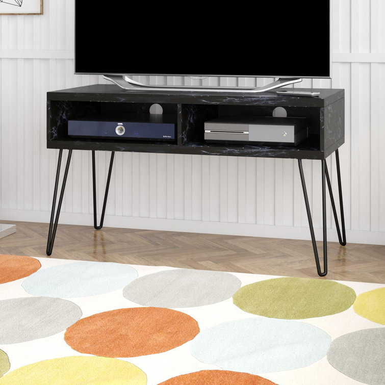 Athena 42'' Sleek Black Faux Marble TV Stand