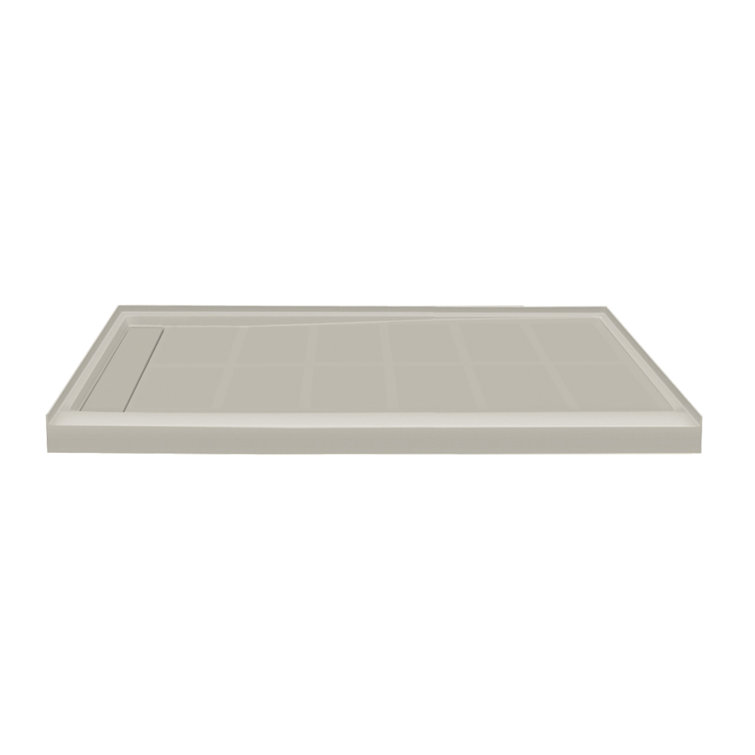 Gray Rectangular 60'' x 34'' Resin Shower Base with Left Hand Drain