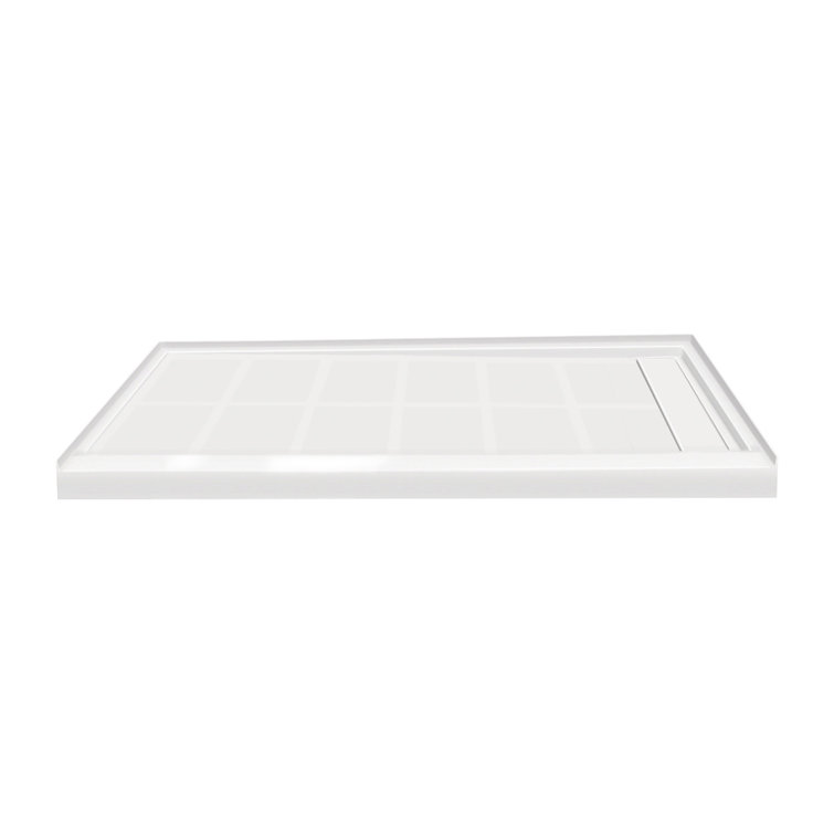 White Rectangular 60'' x 34'' Resin Shower Base with Right Drain