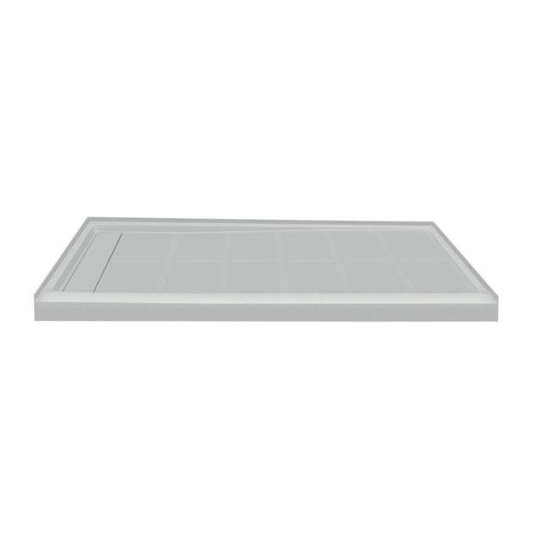 Gray Rectangular Resin Shower Base with Concealed Drain