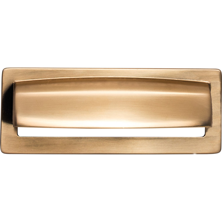 Honey Bronze Modern Cup Pull with Mounting Hardware