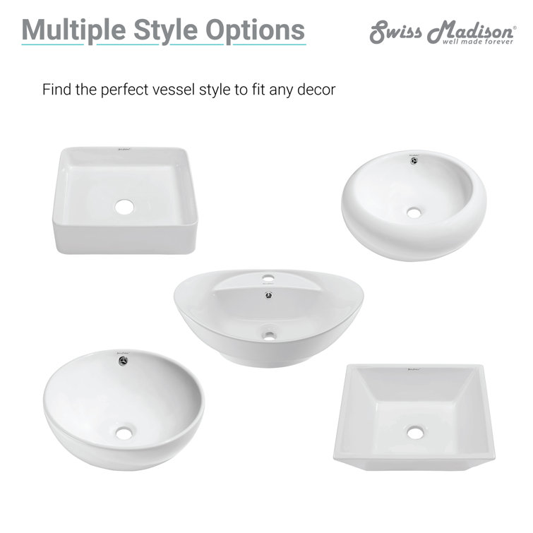 White Ceramic Square Above-Counter Vessel Sink