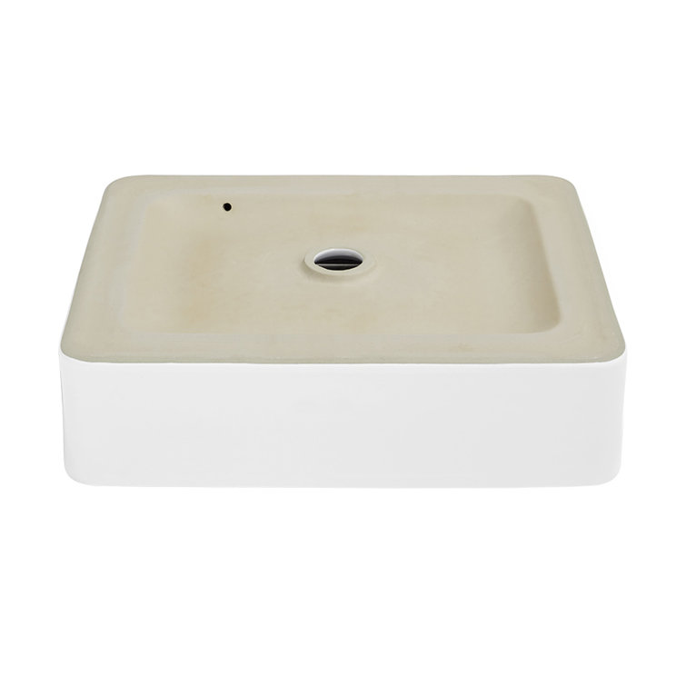 Glossy White Ceramic Rectangular Above-Counter Vessel Sink
