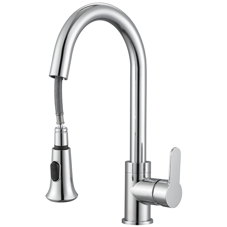 Chrome Single Handle Pull-Down Kitchen Faucet with Spray