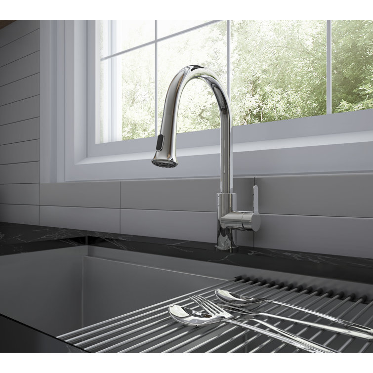 Chrome Single Handle Pull-Down Kitchen Faucet with Spray