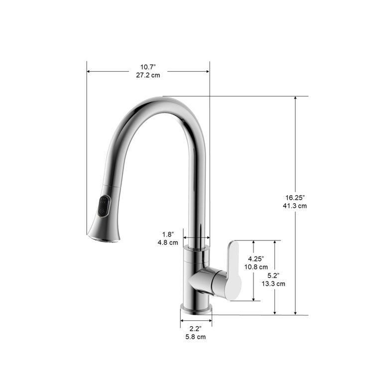 Chrome Single Handle Pull-Down Kitchen Faucet with Spray