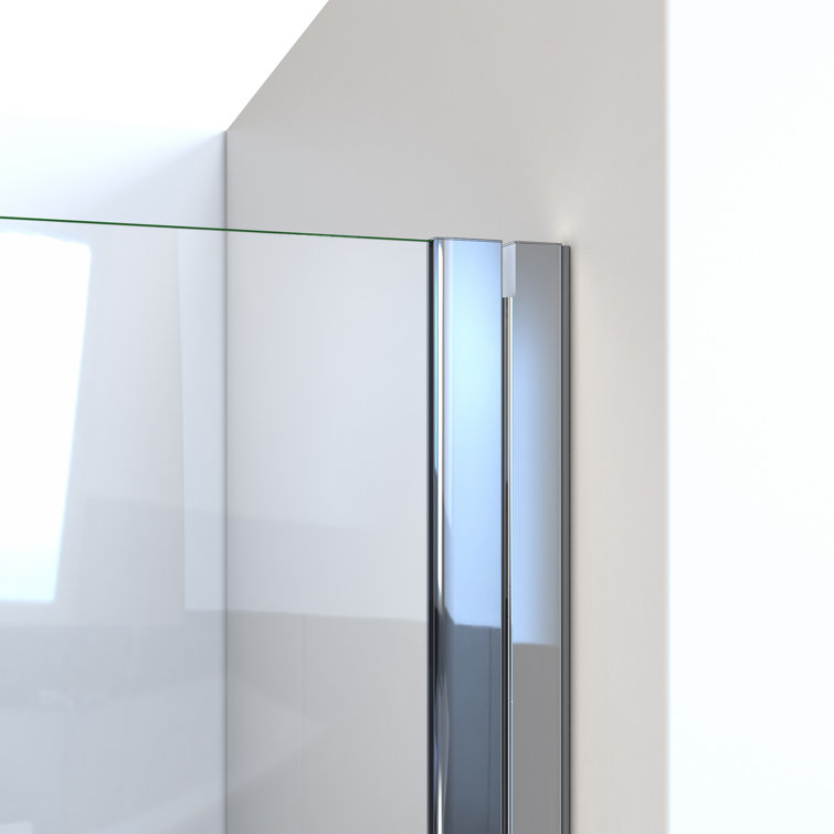 Chrome Semi-Frameless Hinged Shower Door with Clear Glass