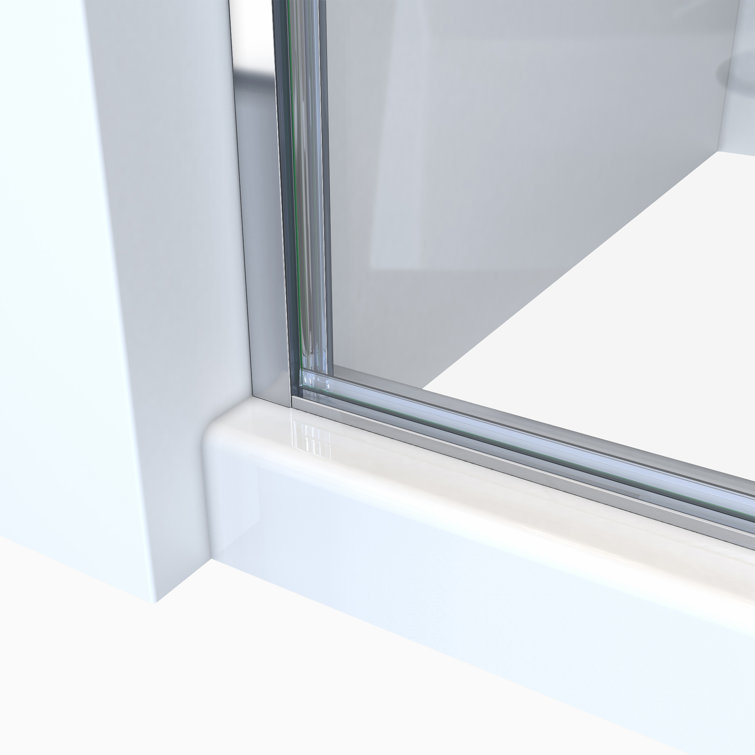 Chrome Semi-Frameless Hinged Shower Door with Clear Glass
