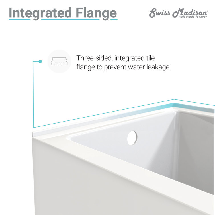 32" White Acrylic Alcove Bathtub with Apron
