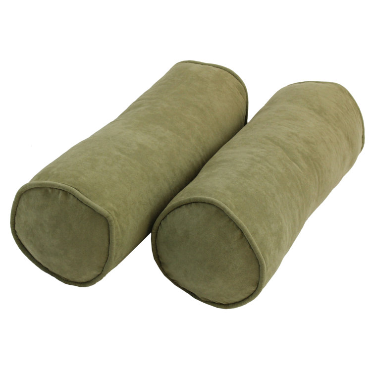 Sage Green Microsuede Bolster Pillows Set of 2