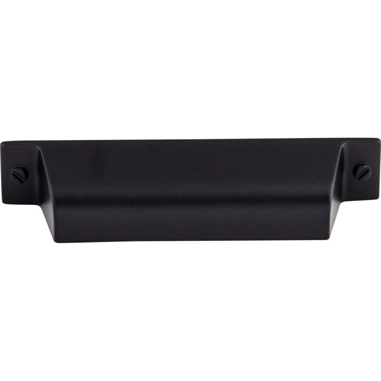 Flat Black Modern Industrial Cup Pull with Mounting Hardware