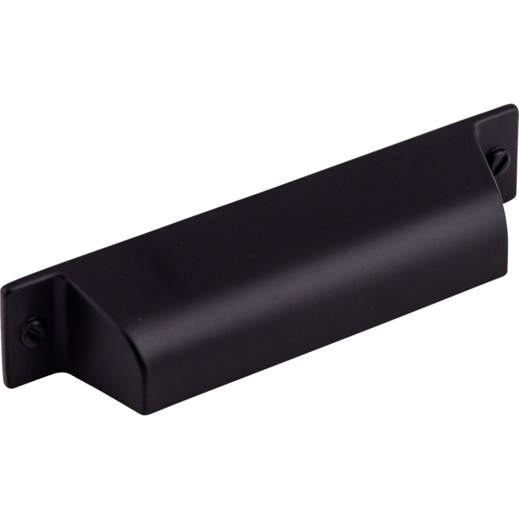 Flat Black Modern Industrial Cup Pull with Mounting Hardware