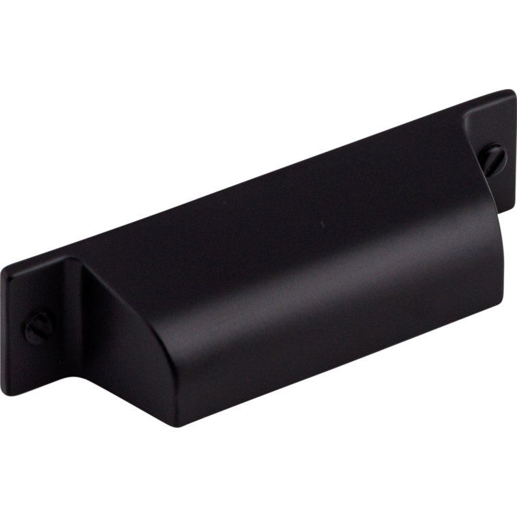 Flat Black Modern Industrial Cup Pull with Mounting Hardware