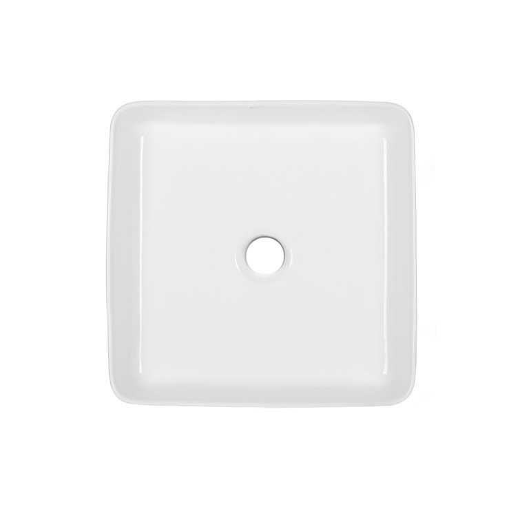 White Ceramic Square Above-Counter Vessel Sink
