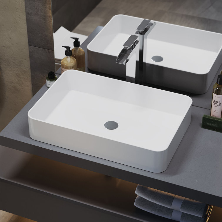 Concorde 24" White Ceramic Rectangular Vessel Sink