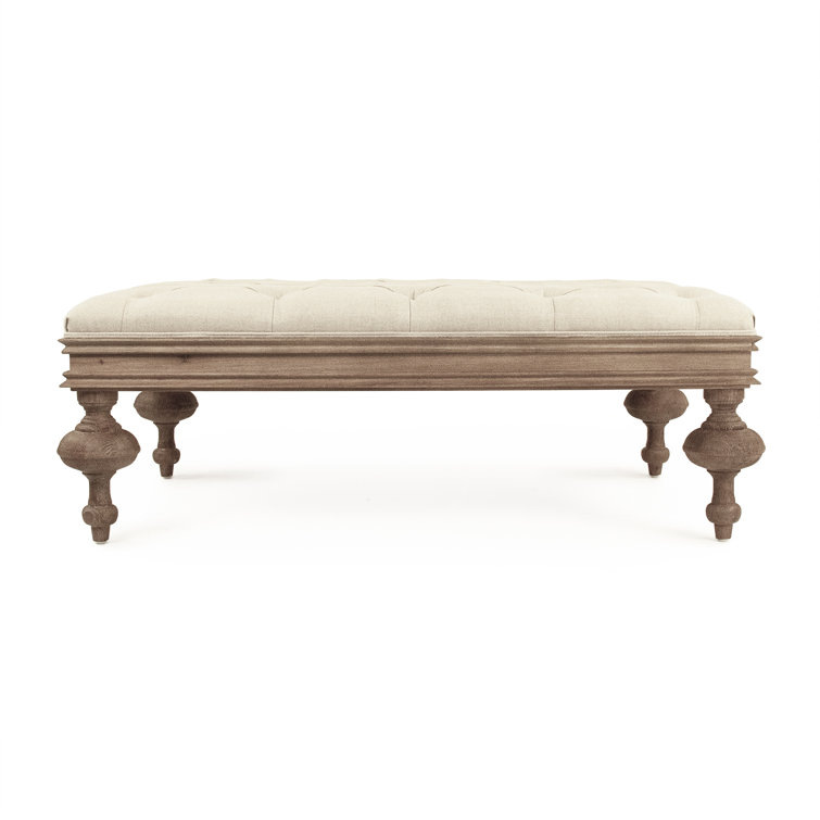 Bellamy Natural Linen Tufted Upholstered Ottoman