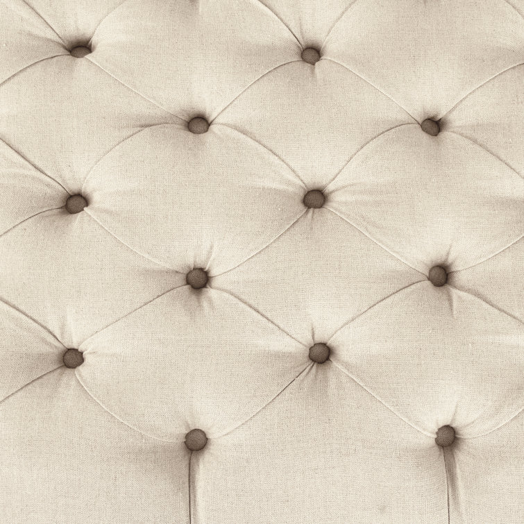 Bellamy Natural Linen Tufted Upholstered Ottoman