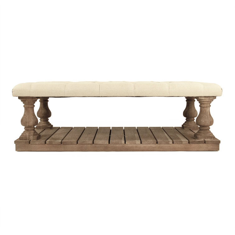 Bellamy Natural Linen Tufted Upholstered Storage Ottoman