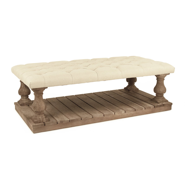 Bellamy Natural Linen Tufted Upholstered Storage Ottoman