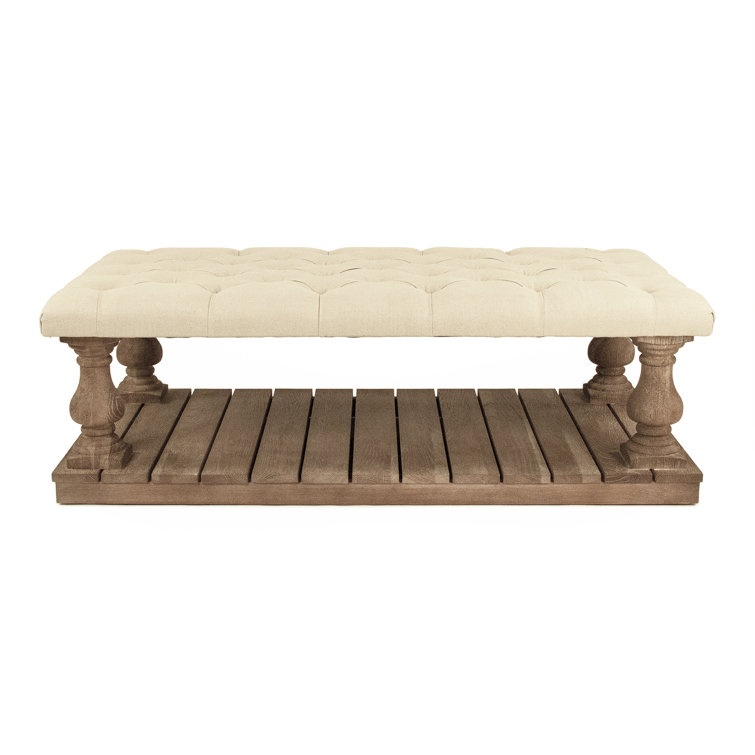 Bellamy Natural Linen Tufted Upholstered Storage Ottoman