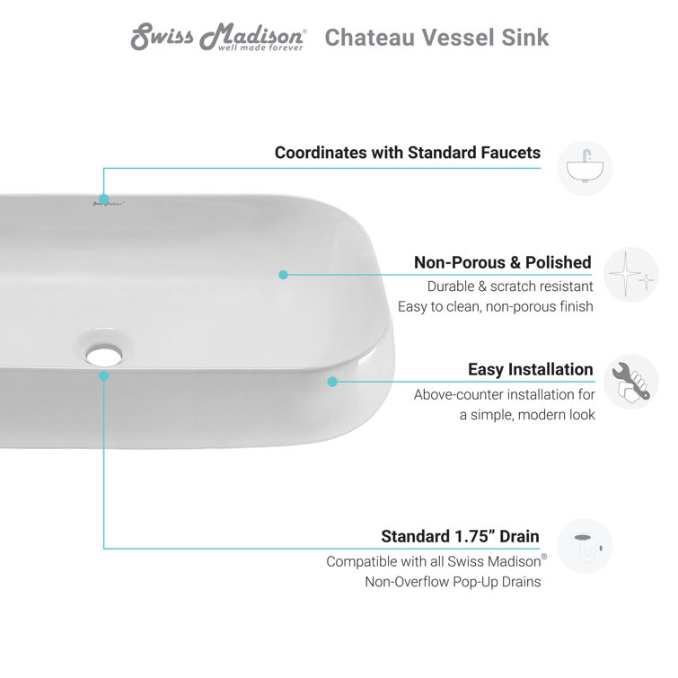 Chateau 28-Inch Glossy White Ceramic Vessel Sink
