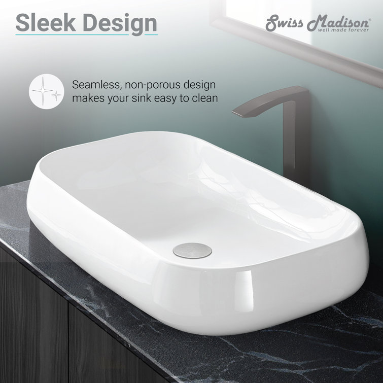 Chateau 28-Inch Glossy White Ceramic Vessel Sink