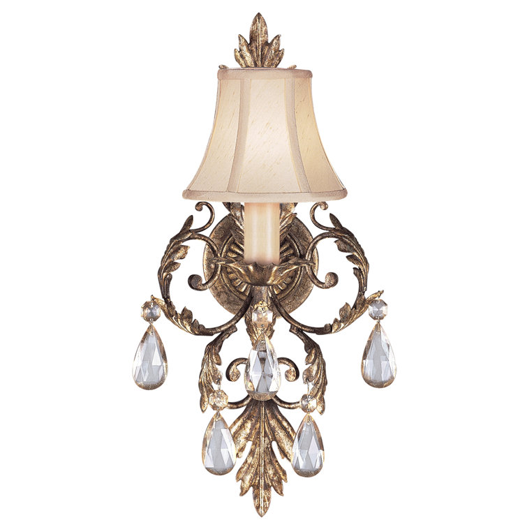 Gold Crystal 20'' Sconce with Silk Shade