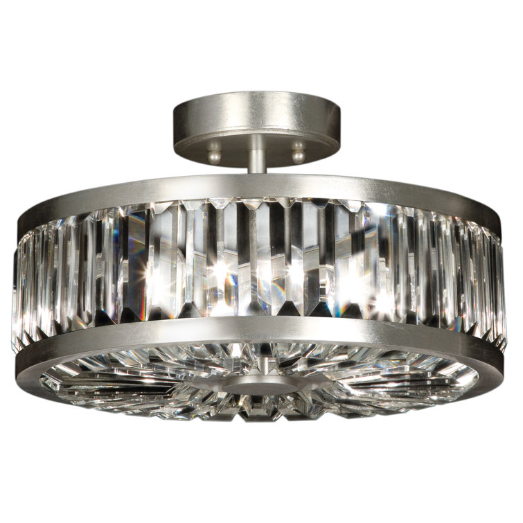 Crystal Silver 16" Round Semi Flush Mount Light