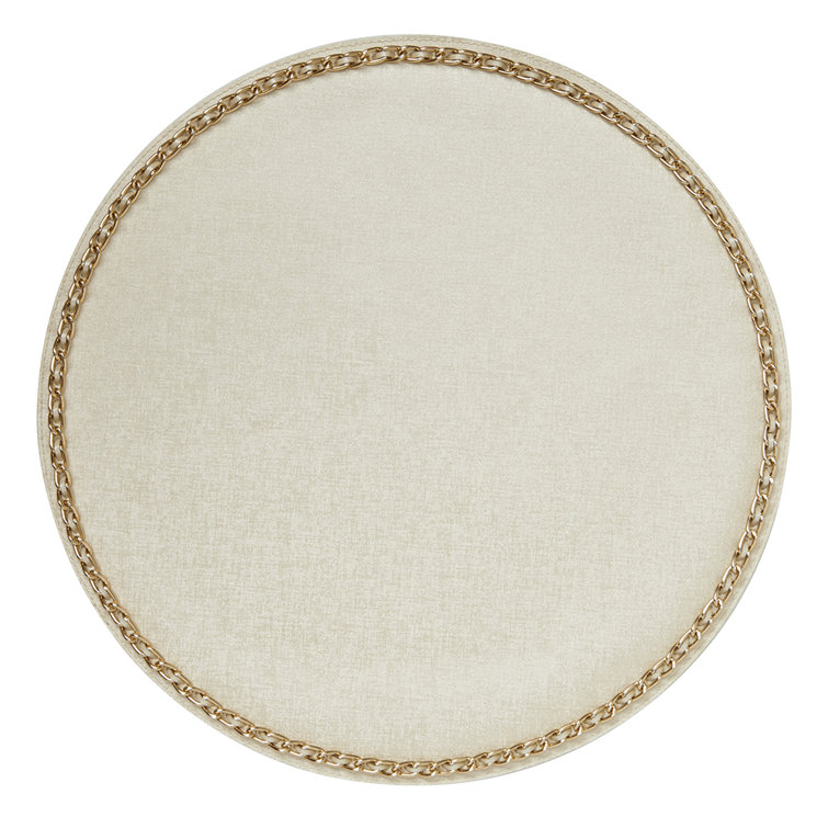 Pearl and Gold Round Vinyl Placemats Set of 4
