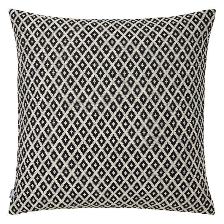 Black and White Diamond Pattern Square Pillow with Insert