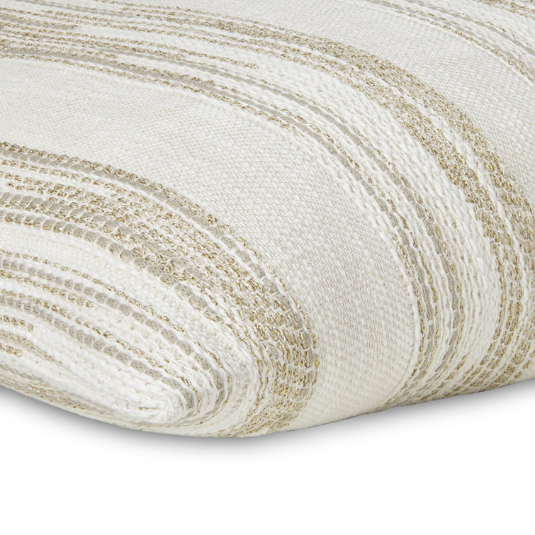 Terra Gold and Ivory Striped Cotton Blend Pillow