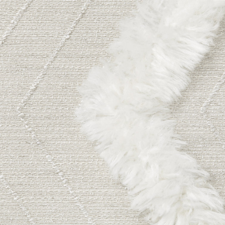 Ivory Faux Fur Zig Zag Lumbar Throw Pillow
