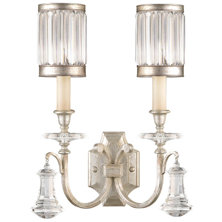 Eaton Place 19" Dimmable Silver Wall Sconce with Crystal Shade