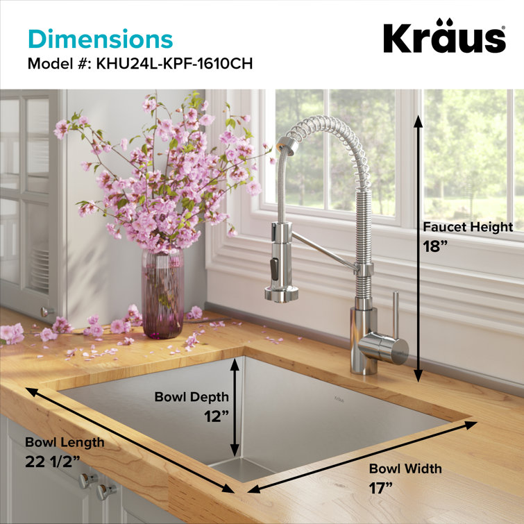24" Matte Black Stainless Steel Undermount Kitchen Sink with Faucet
