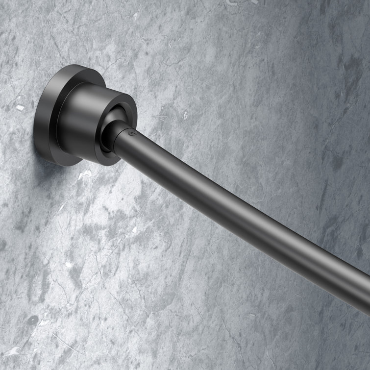 Modern Minimalist Matte Black Adjustable Curved Shower Curtain Rod