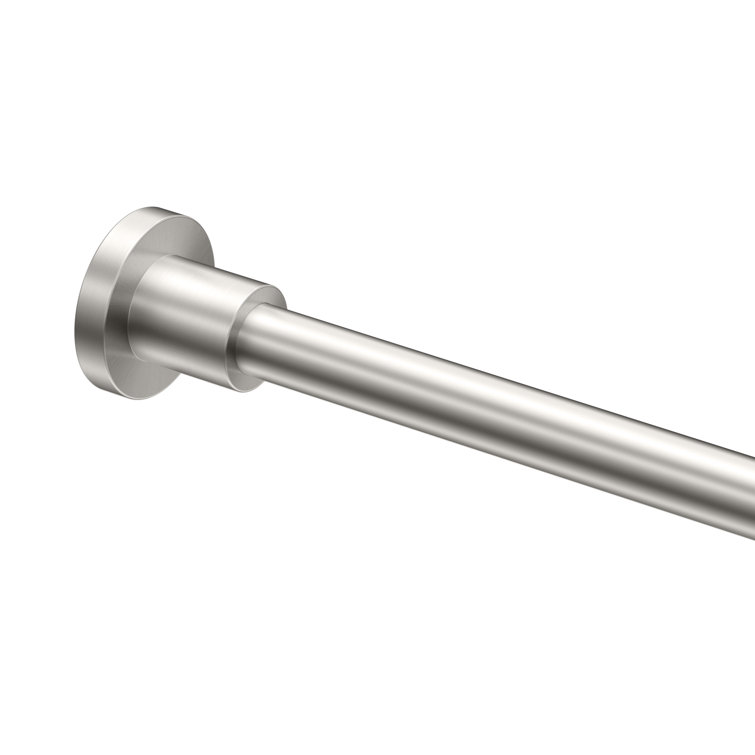 Modern Satin Nickel 60" Wall Mounted Straight Shower Curtain Rod