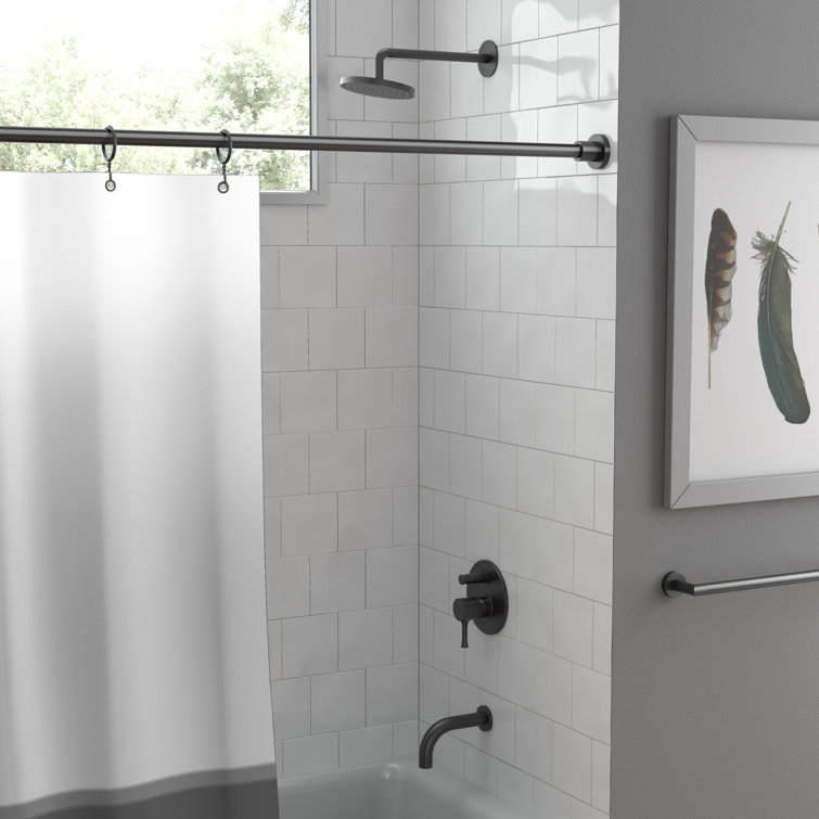 Modern Matte Black 60" Wall Mounted Solid Brass Shower Curtain Rod