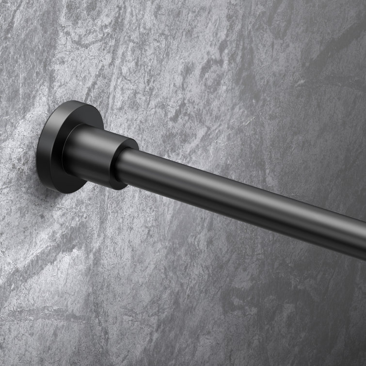 Modern Matte Black 60" Wall Mounted Solid Brass Shower Curtain Rod