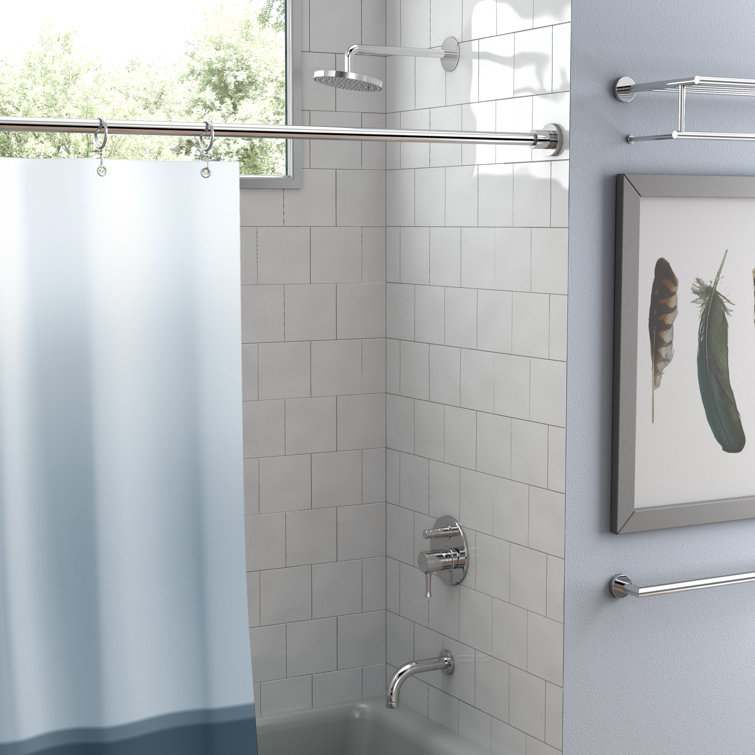 Minimalist 60" Chrome Wall Mounted Brass Shower Curtain Rod