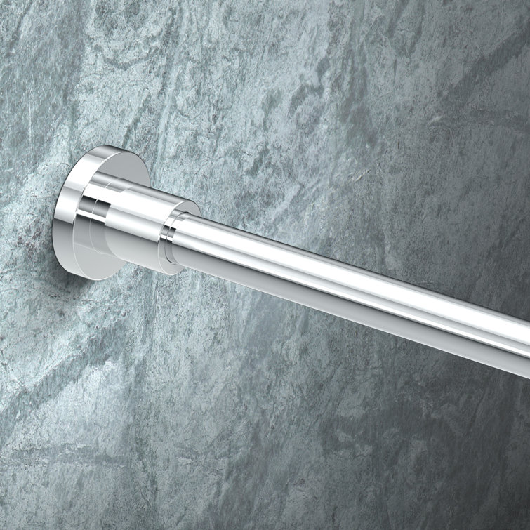 Minimalist 60" Chrome Wall Mounted Brass Shower Curtain Rod