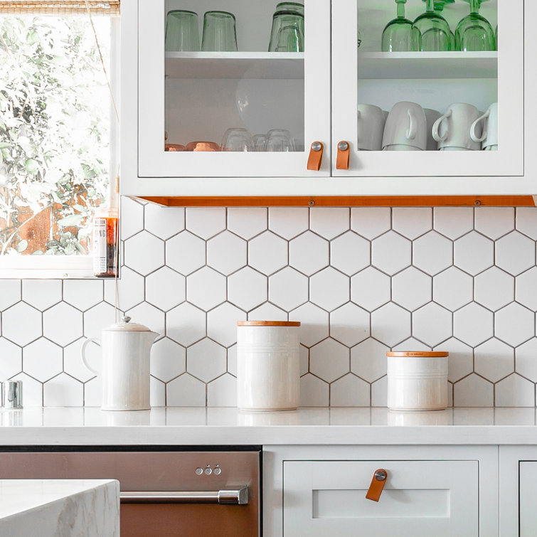 White Hexagon Porcelain Mosaic Tile Sheet