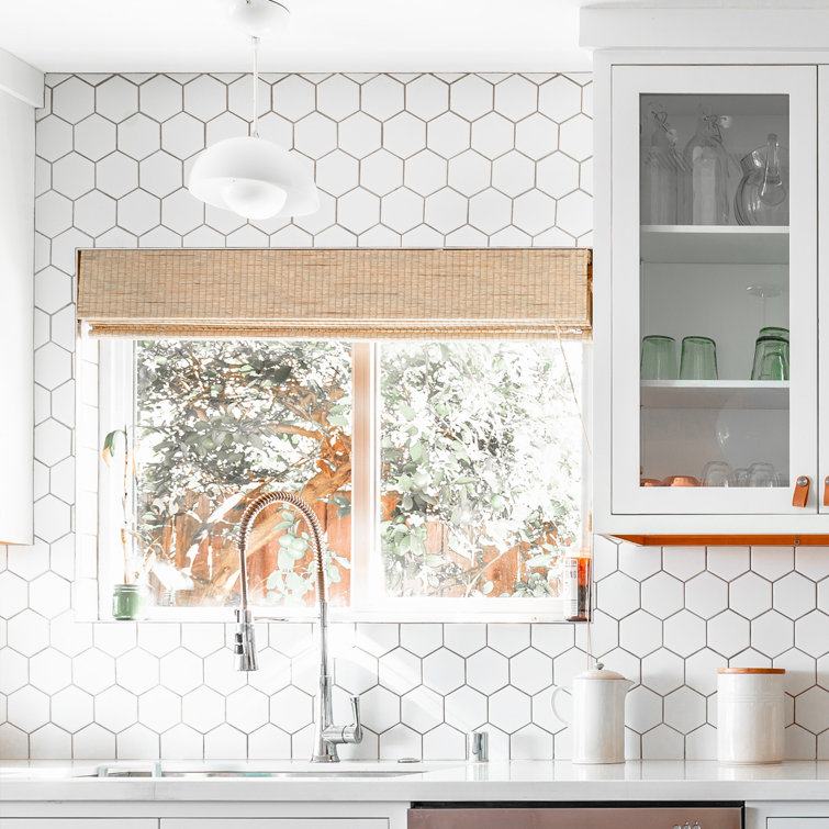 White Hexagon Porcelain Mosaic Tile Sheet