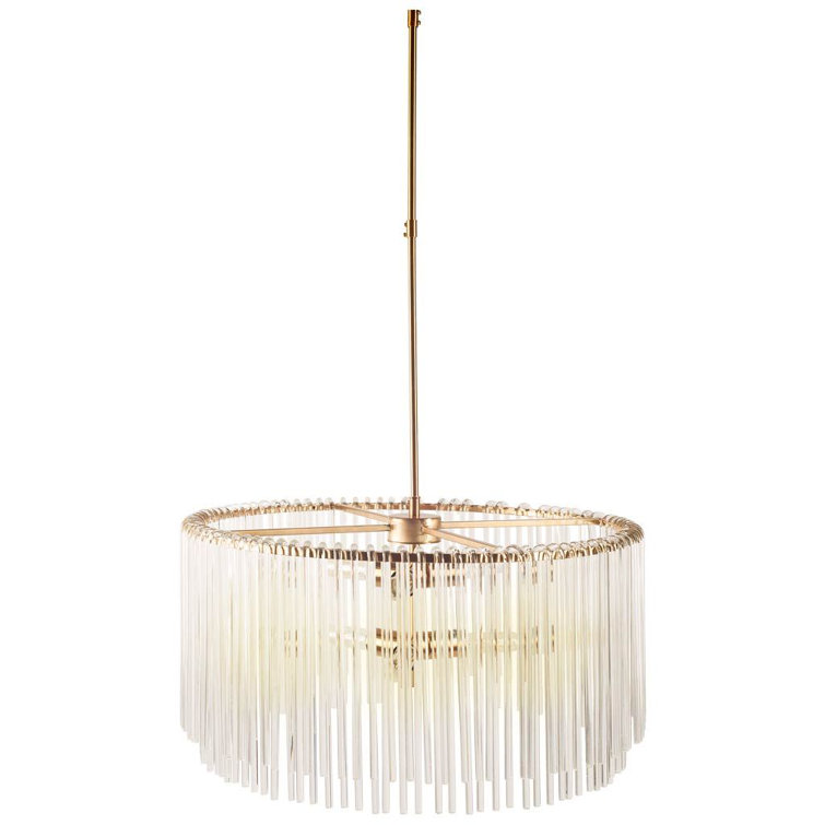 Elsa Frosted Glass and Brass Drum Chandelier