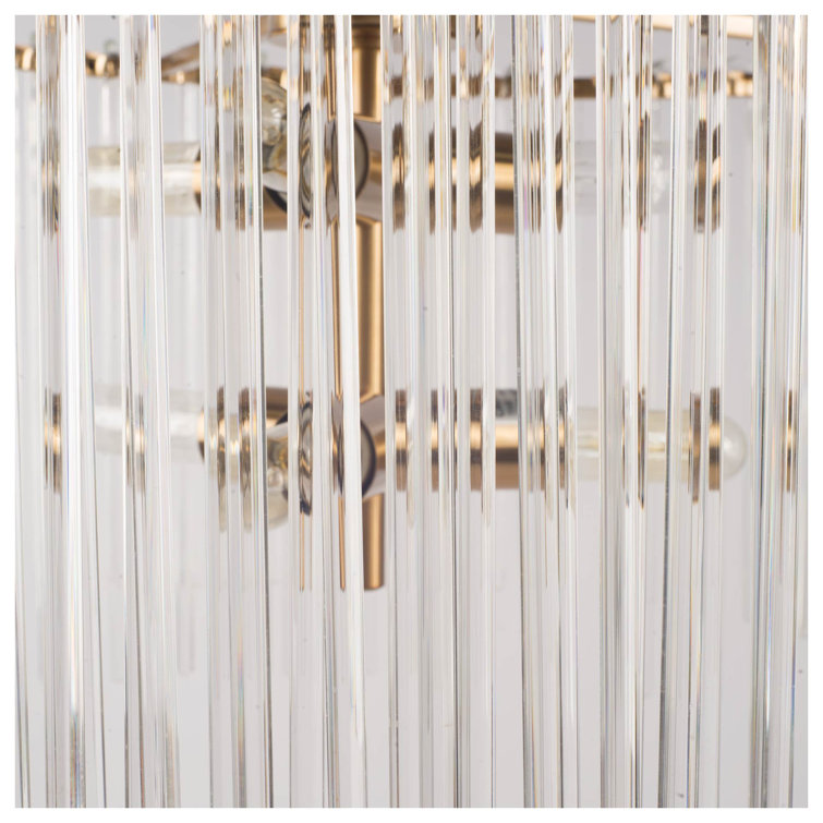 Elsa Frosted Glass and Brass Drum Chandelier