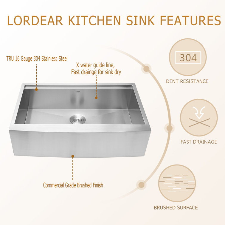 30" Stainless Steel Farmhouse Apron Front Workstation Sink