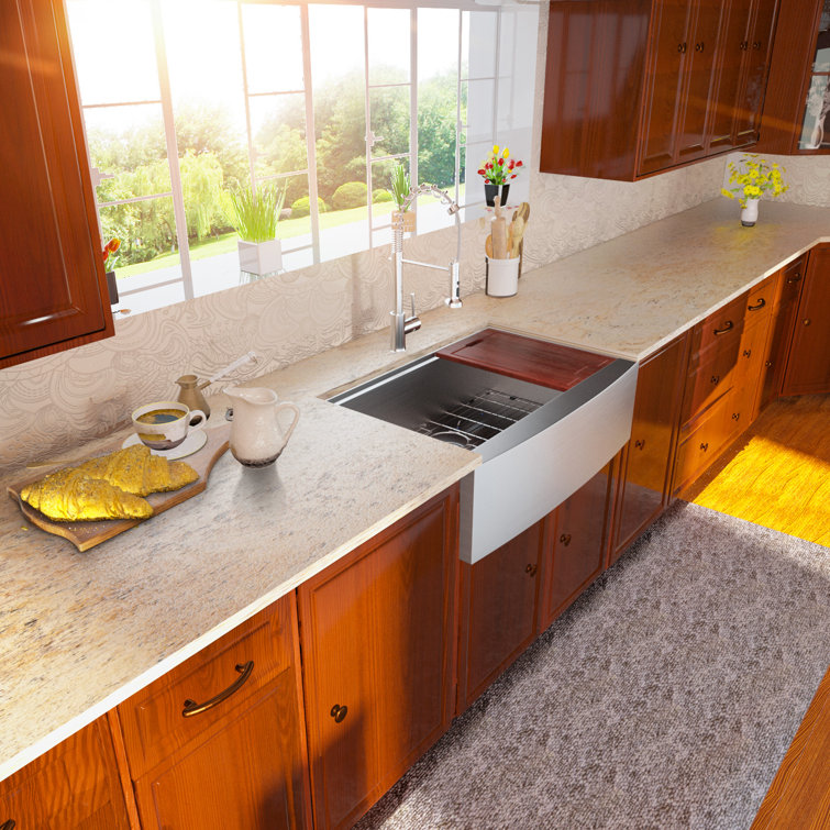 30" Stainless Steel Farmhouse Apron Front Workstation Sink